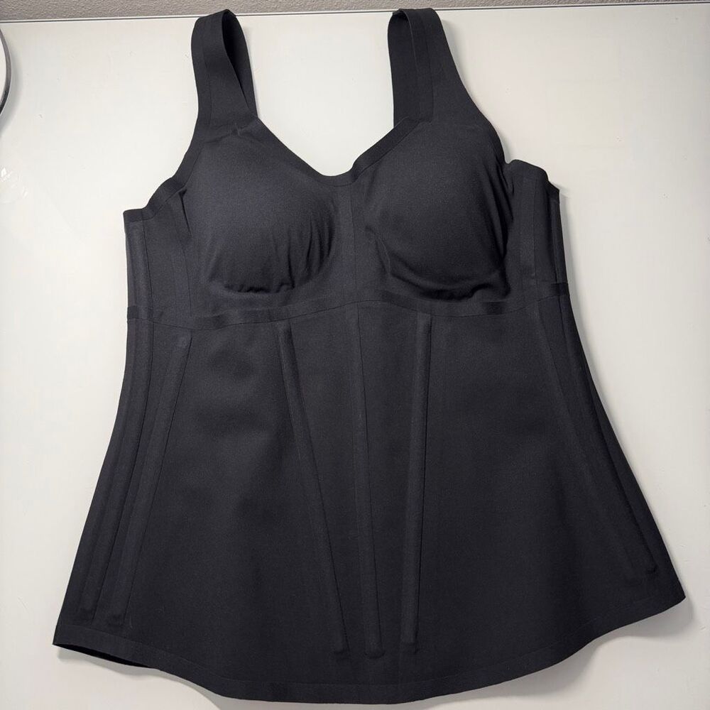 Honeylove LiftWear Shaping Tank Cami Black Built-In Bra Compression Size M